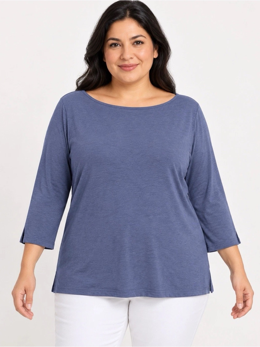 Denim & Co. Beach Jersey Boat Neck Top Navy XL A729145